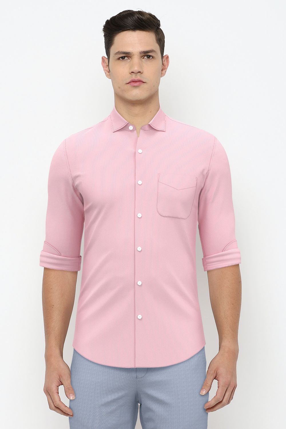 Men Pink Slim Fit Formal Full Sleeves Formal Shirt