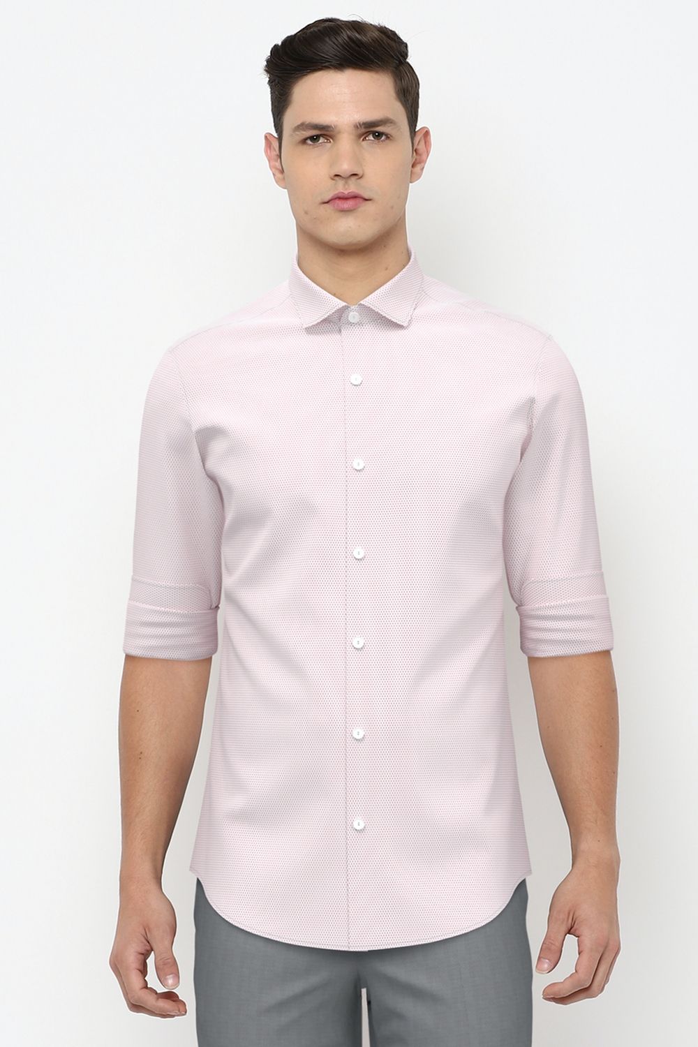 Men Pink Slim Fit Formal Full Sleeves Formal Shirt