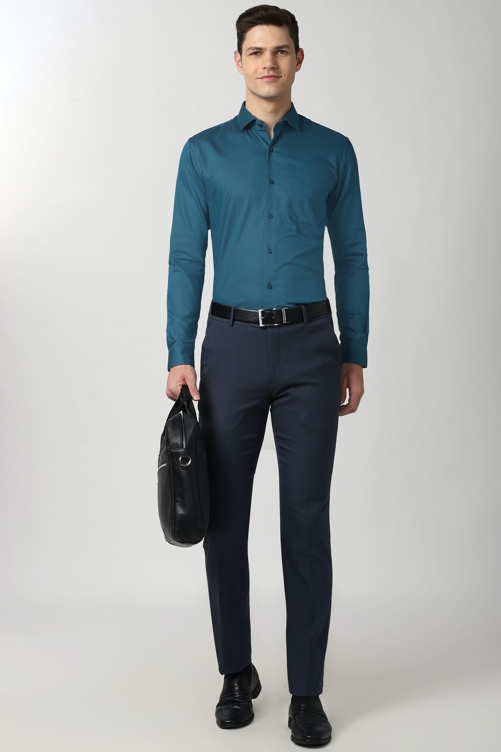 Men Green Slim Fit Formal Full Sleeves Formal Shirt