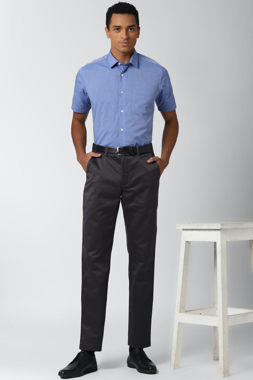 Men Blue Regular Fit Formal Half Sleeves Formal Shirt