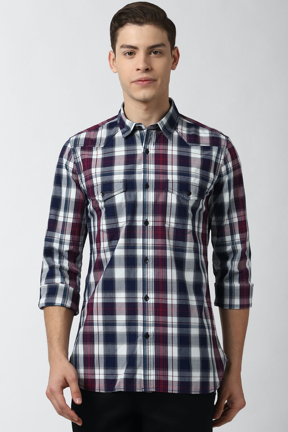 Men Multi Super Slim Fit Check Full Sleeves Casual Shirt