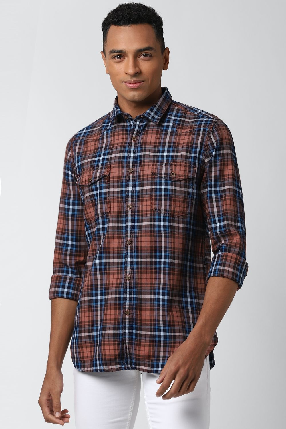 Men Multi Super Slim Fit Check Full Sleeves Casual Shirt
