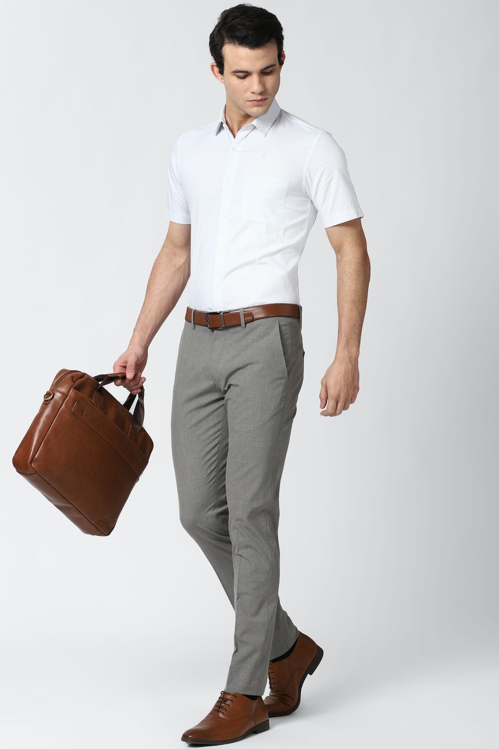 Men White Slim Fit Formal Half Sleeves Formal Shirt