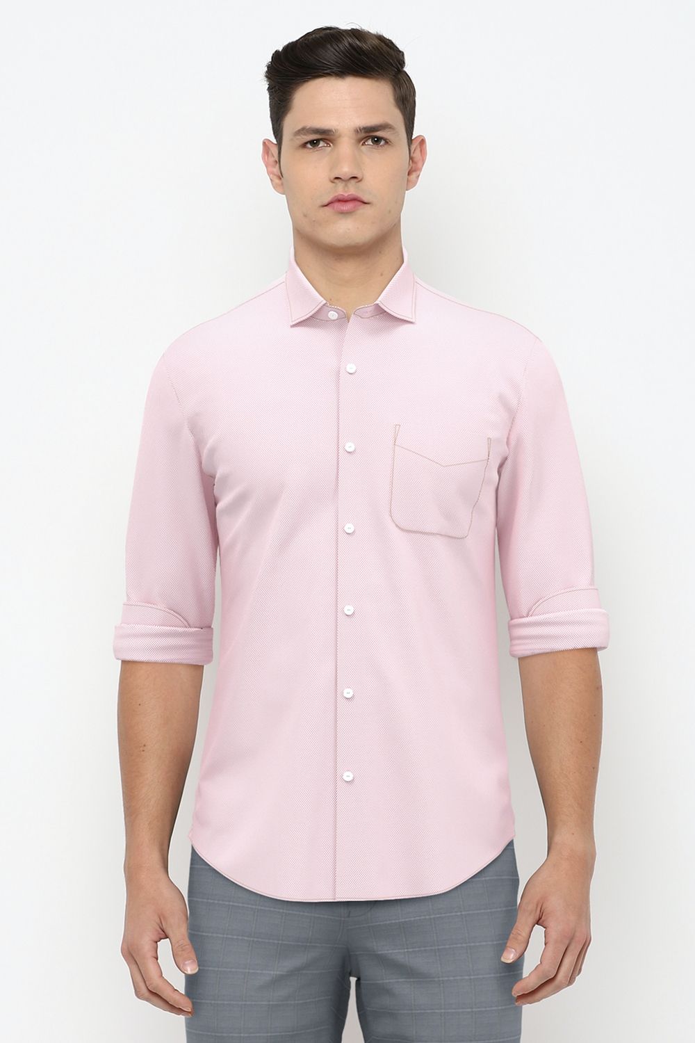 Men Pink Slim Fit Formal Full Sleeves Formal Shirt