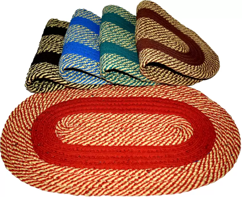 Polyester Door Mat (33X53 cm set of 5 pc multicolor, Large, Pack of 5)