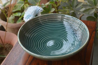 Collectibles India Ceramic Modern Pasta/Salad/Fruit/Rice/Noodle Bowl - 900ml, (SEA Green)1 Unit Collectibles India Ceramic Modern Pasta/Salad/Fruit/Rice/Noodle Bowl - 900ml, (SEA Green)1 Unit