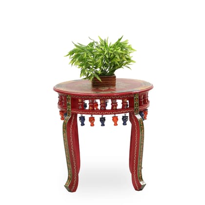 Wooden Hand Painted Stool Round / Living Room / Bed Room / Lattu Stool
