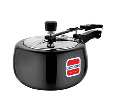 UCOOK By UNITED Ekta Engg. Royale Duo 3 Litre Hard Anodised Aluminium Inner Lid Induction Base Pressure Cooker With Stainless Steel Lid, Black UCOOK By UNITED Ekta Engg. Royale Duo 3 Litre Hard Anodised Aluminium Inner Lid Induction Base Pressure Cooker With Stainless Steel Lid, Black