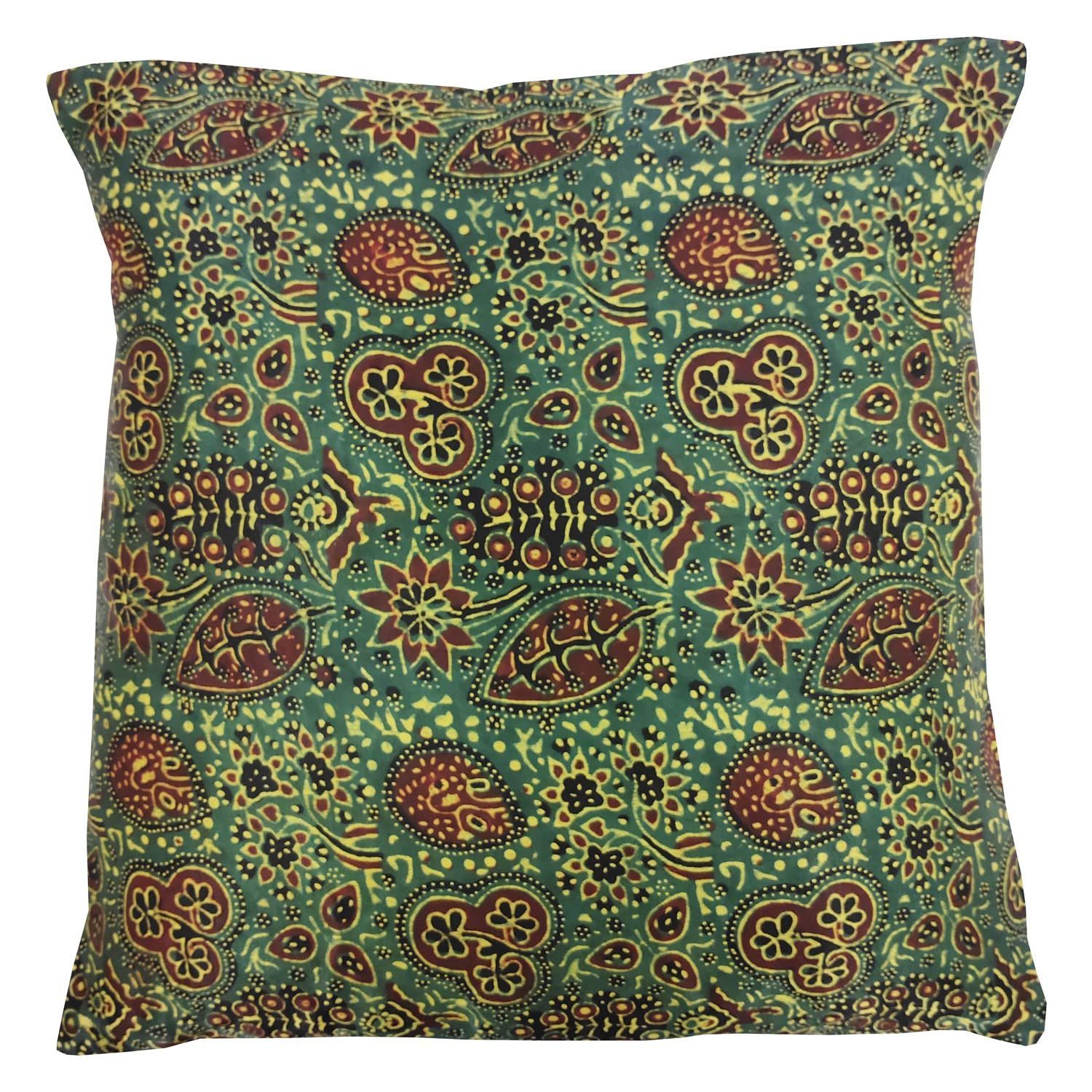 Bottle Green Mashru Cushion Cover by Garvi Gurjari