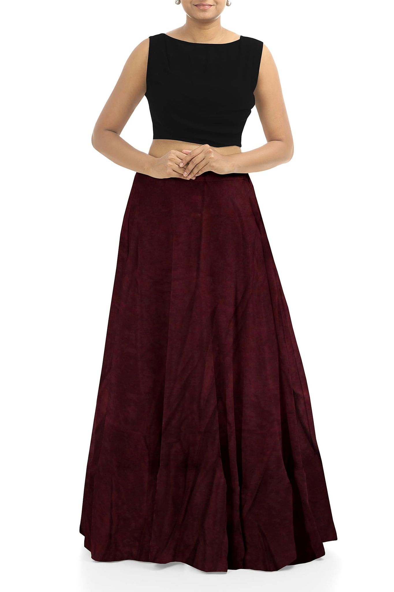 Garvi Gurjari (A Gujarat Govt Enterprise Women Handmade Plain Mashru Silk Long Skirt(GGCPMS13) Brown