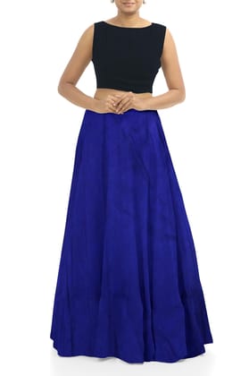 Garvi Gurjari (A Gujarat Govt Enterprise Women Handmade Plain Mashru Silk Long Skirt(GGCPMS05) Blue Garvi Gurjari (A Gujarat Govt Enterprise Women Handmade Plain Mashru Silk Long Skirt(GGCPMS05) Blue