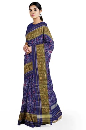 Garvi Gurjari (A Gujarat Govt Enterprise Women Blue Shaded Handloom Single Ikat Silk Patola Saree (GGCSIKS137) Garvi Gurjari (A Gujarat Govt Enterprise Women Blue Shaded Handloom Single Ikat Silk Patola Saree (GGCSIKS137)