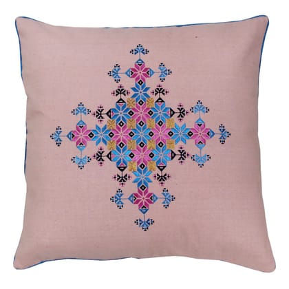 Garvi Gurjari (A Gujarat Govt Enterprise Cotton Peach Soof Embroidery Cushion Cover(GGCSCCC06)