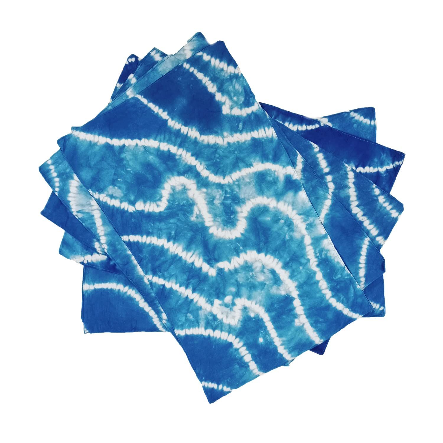 Garvi Gurjari (A Gujarat Govt Enterprise) Handmade Blue Shibori Table Placemats (Set of 6)