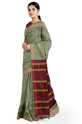 Garvi Gurjari (A Gujarat Govt Enterprise women Maroon and Mehndi Tangaliya Cotton Silk Handwoven Saree(GGCSTCSS14) Garvi Gurjari (A Gujarat Govt Enterprise women Maroon and Mehndi Tangaliya Cotton Silk Handwoven Saree(GGCSTCSS14)