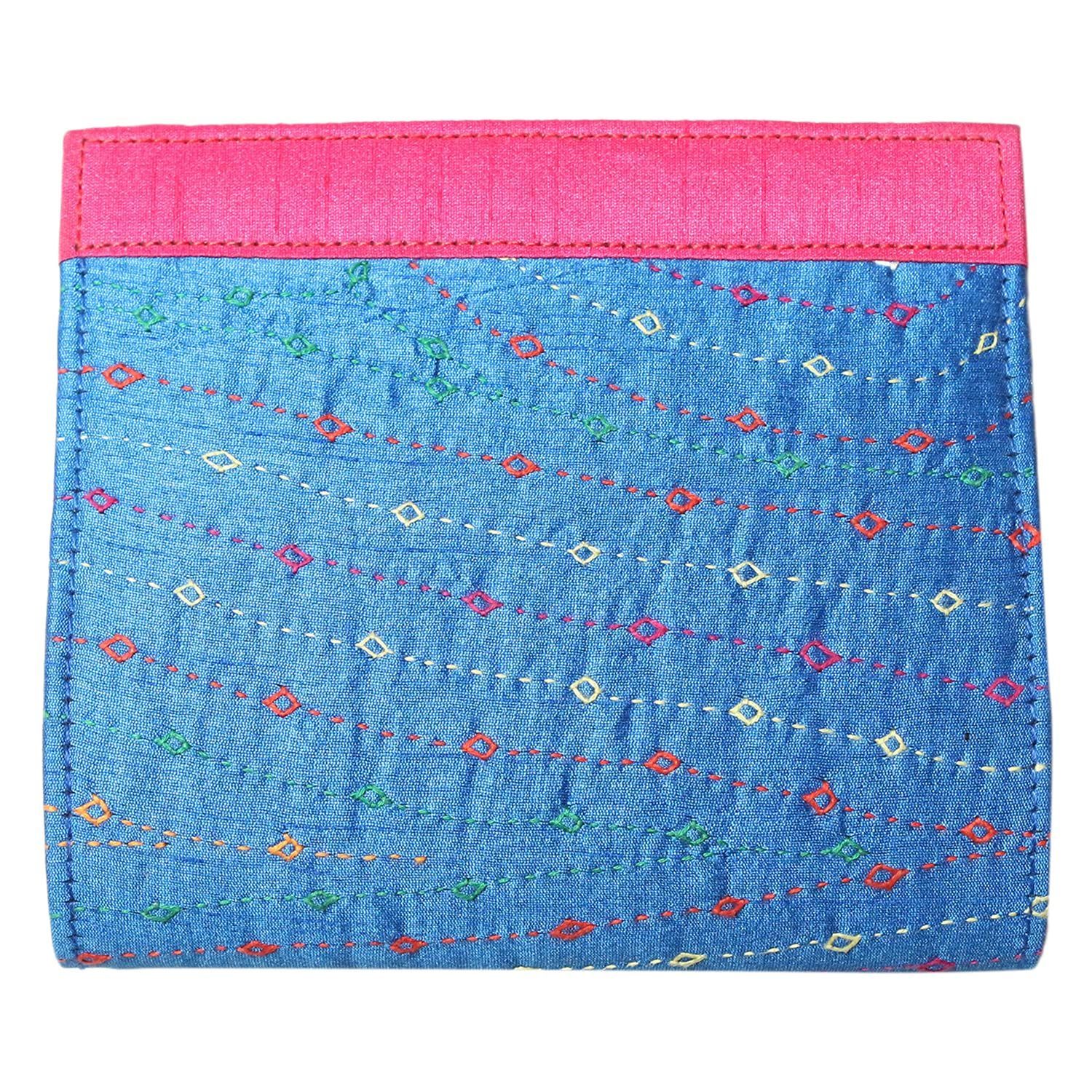Garvi Gurjari Blue Cotton Women's Clutch (GSHHDCL256)