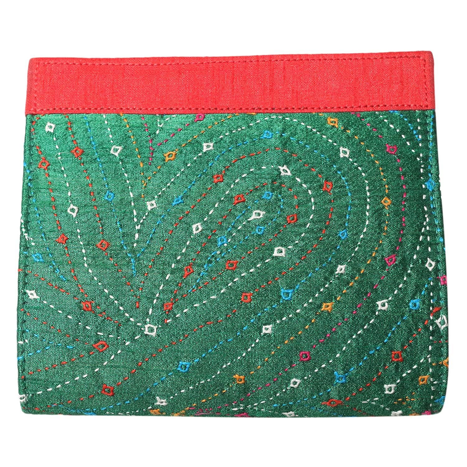 Garvi Gurjari Green Cotton Women's Clutch (GSHHDCL249)