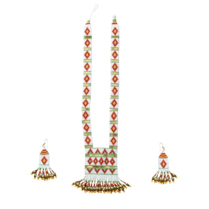 Garvi Gurjari (A Gujarat Govt Enterprise) White Beaded Strand Necklace Set for Women