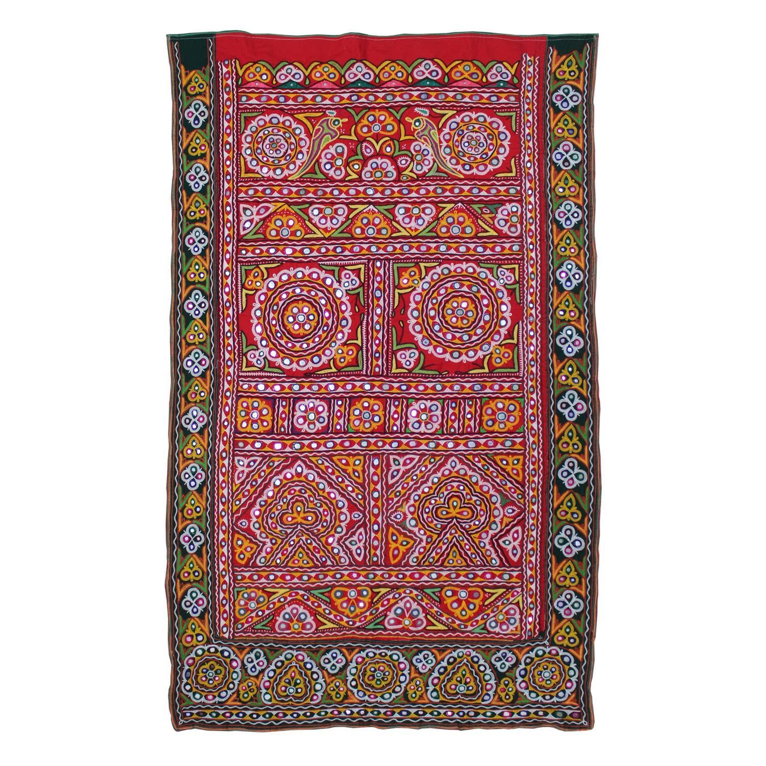 Garvi Gurjari (A Gujarat Govt Enterprise Multicolor Hand Embroidered Wall Hanging With Mirror Work(GGCEWH41)
