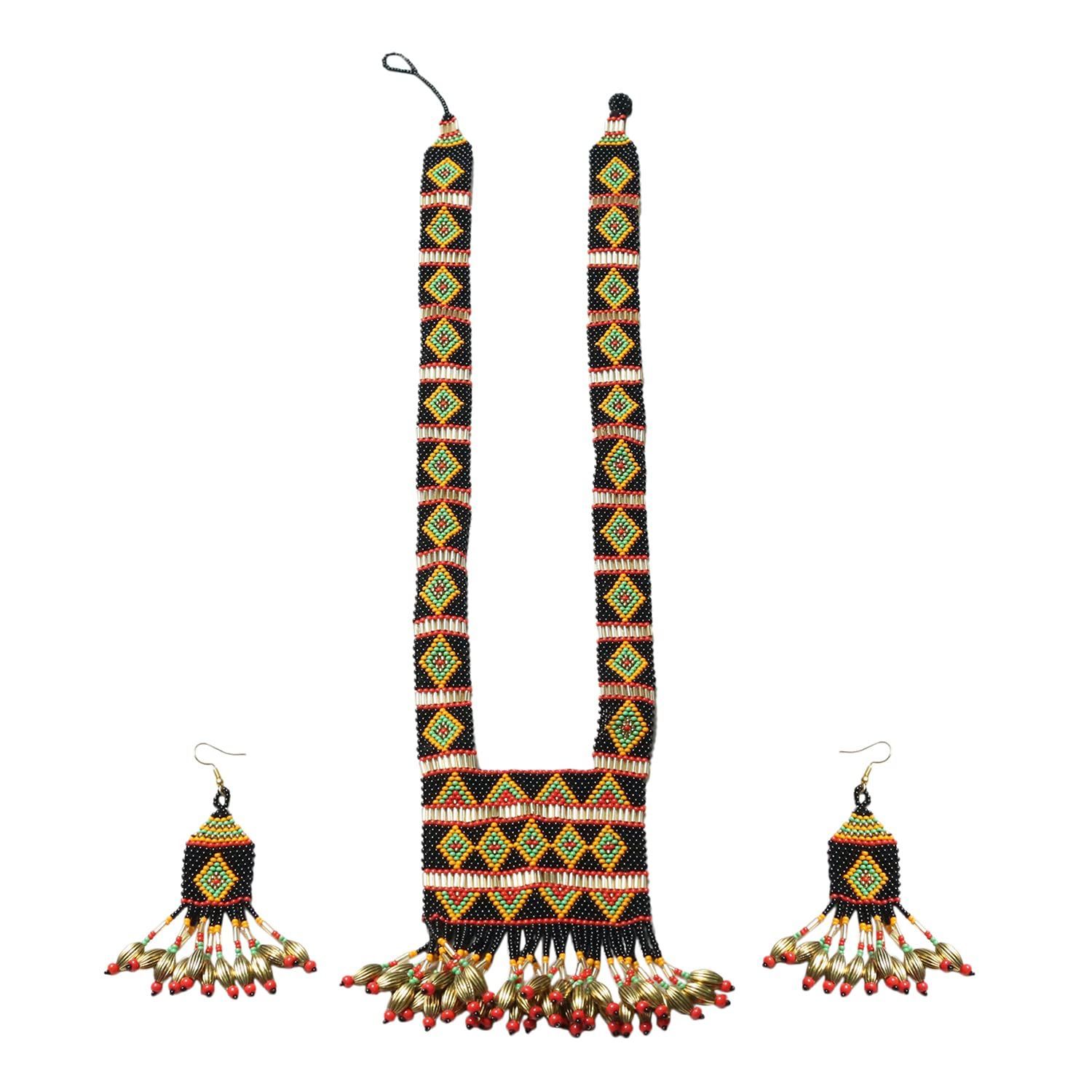 Garvi Gurjari (A Gujarat Govt Enterprise) Black Beaded Strand Necklace Set for Women