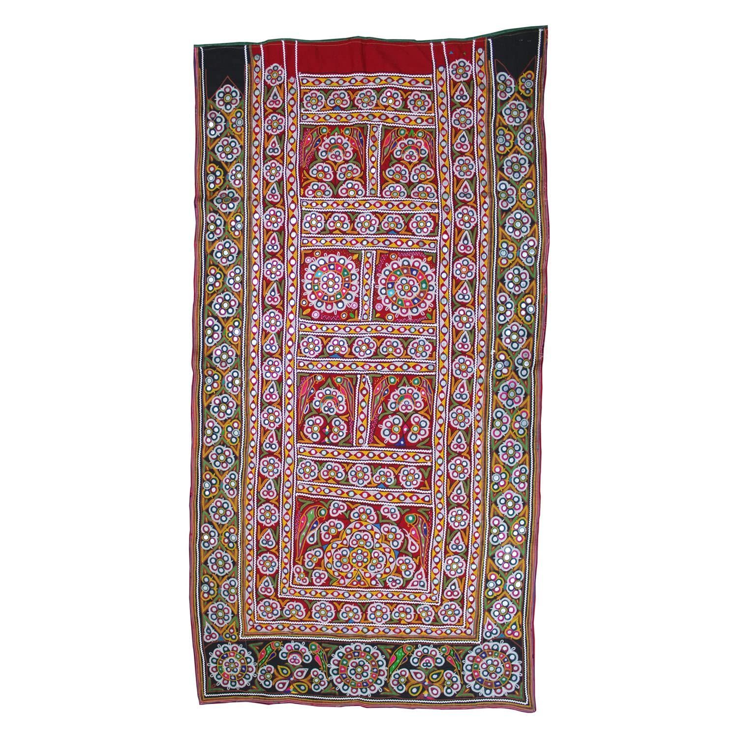 Garvi Gurjari (A Gujarat Govt Enterprise Multicolor Hand Embroidered Wall Hanging With Mirror Work(GGCEWH36)