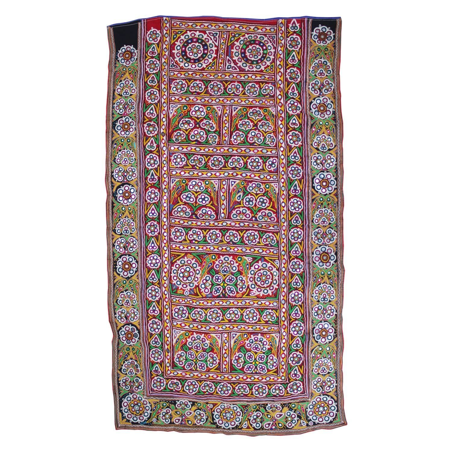 Garvi Gurjari (A Gujarat Govt Enterprise Multicolor Hand Embroidered Wall Hanging With Mirror Work(GGCEWH35)