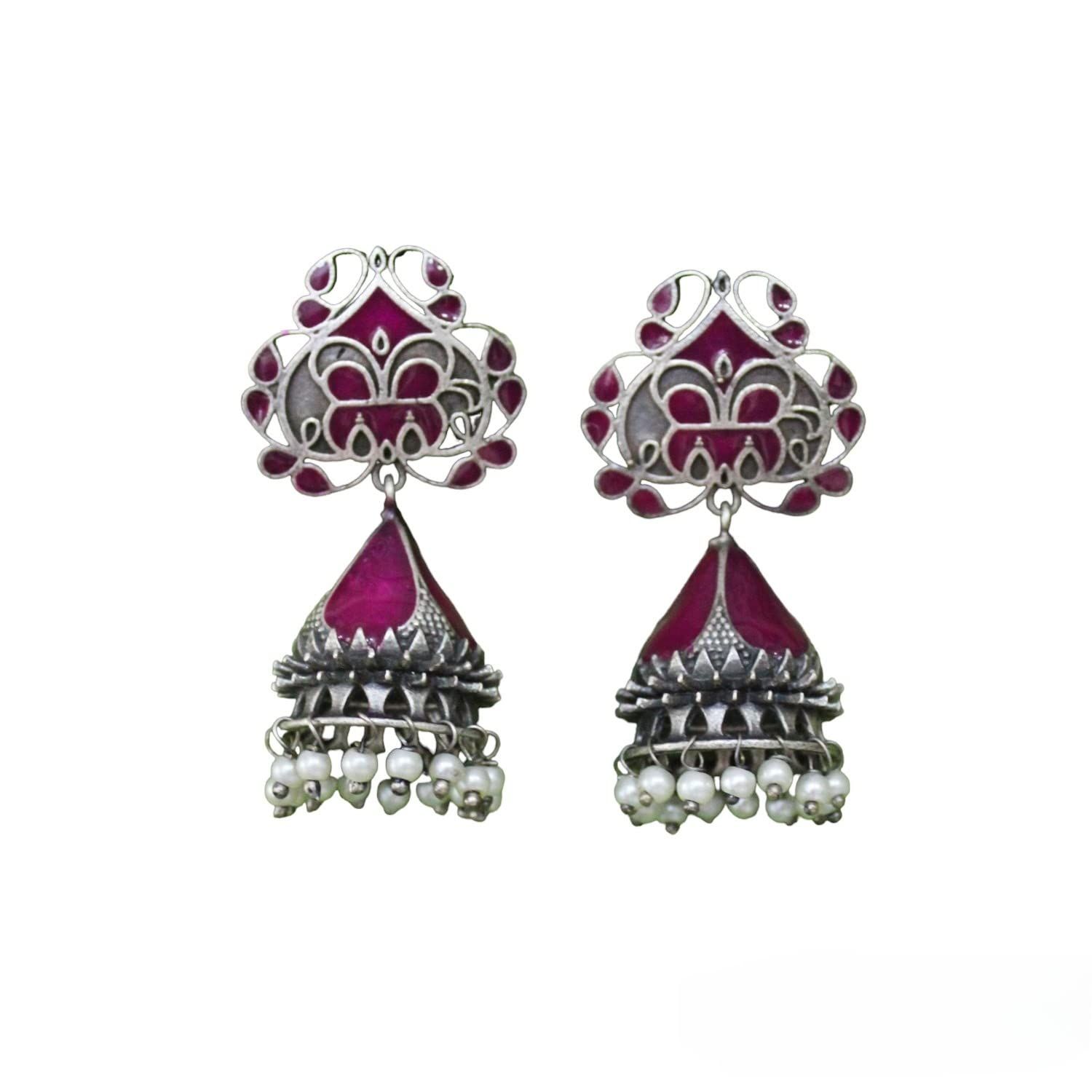 Garvi Gurjari (A Gujarat Govt Enterprise) Handcrafted Oxidized German Silver Earrings (GGCGSEN10)