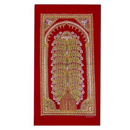 Garvi Gurjari (A Gujarat Govt Enterprise Handmade Rogan Painting - Red(GGCHRP27)