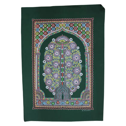 Garvi Gurjari (A Gujarat Govt Enterprise Handmade Rogan Painting - Green(GGCHRP14)