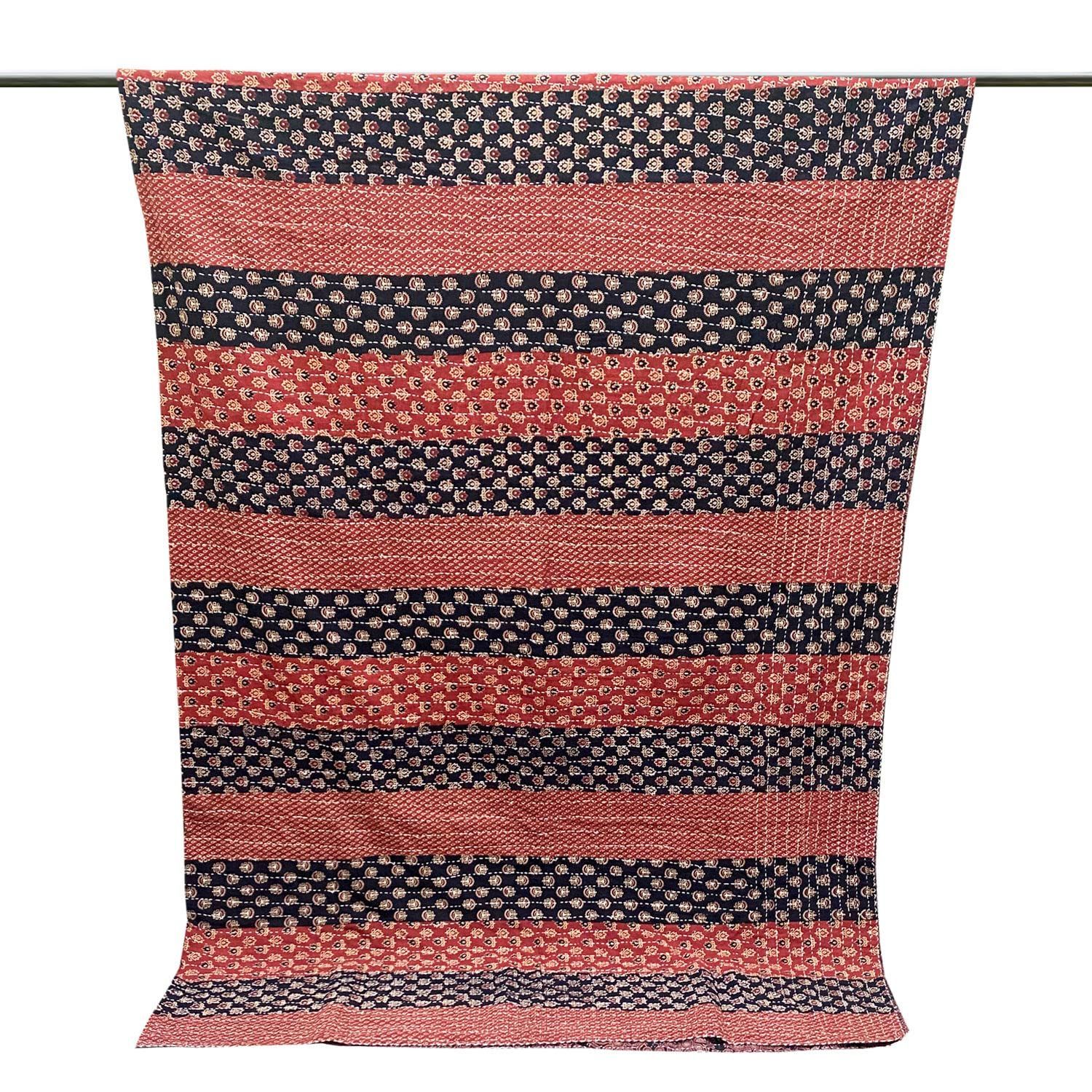 Garvi Gurjari (A Gujarat Govt Enterprise Maroon and Black Cotton Patchwork Quilt