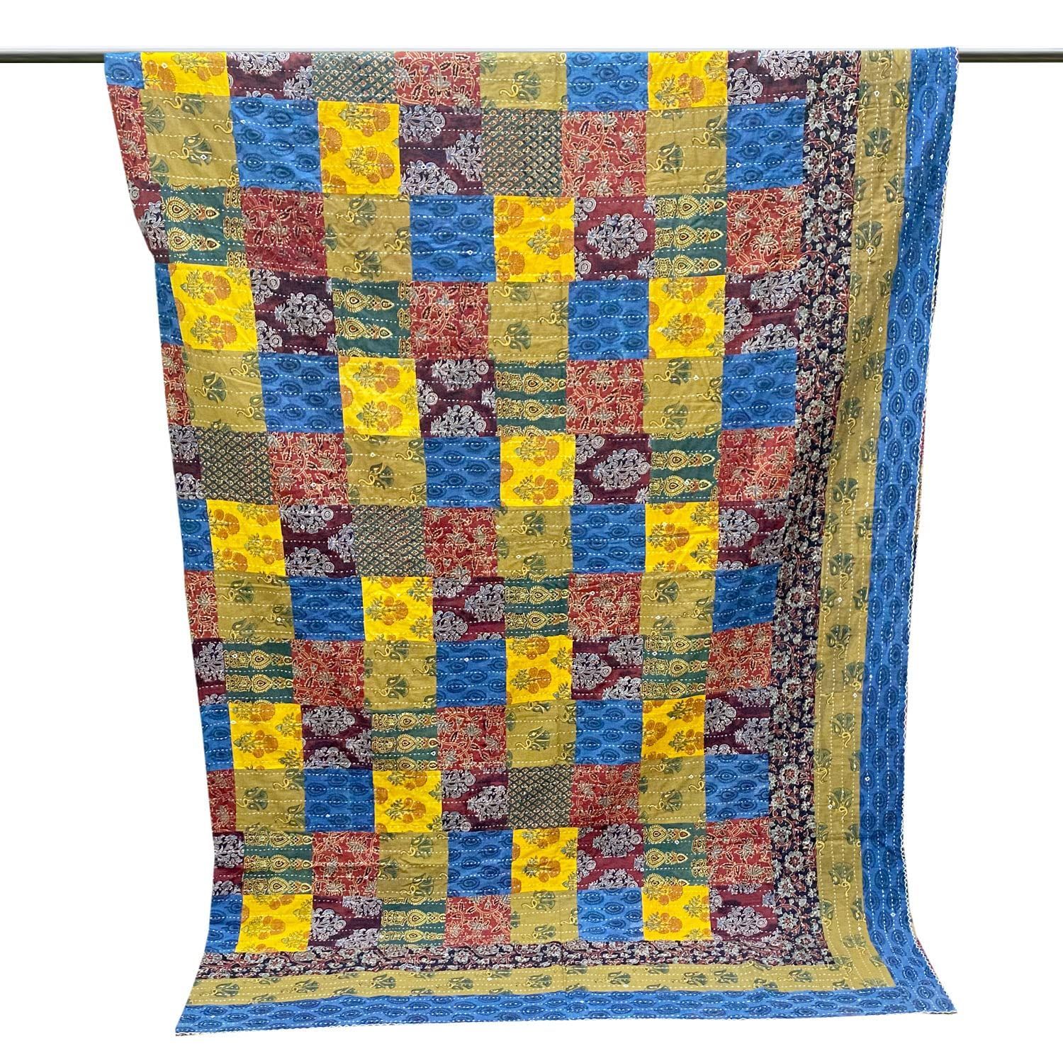 Garvi Gurjari (A Gujarat Govt Enterprise Multicolor Cotton Patchwork Quilt with Blue Order