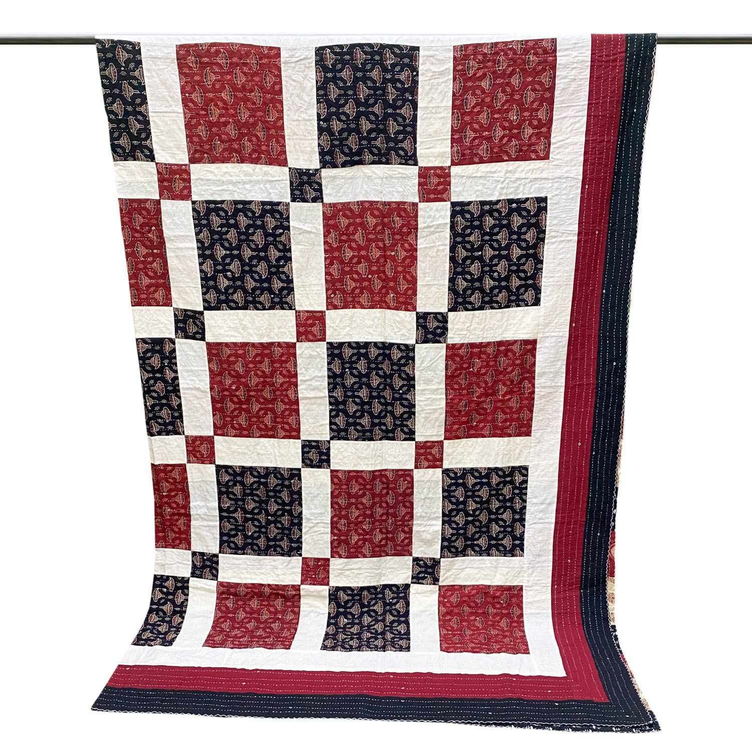Garvi Gurjari (A Gujarat Govt Enterprise Red and Black Cotton Patchwork Quilt