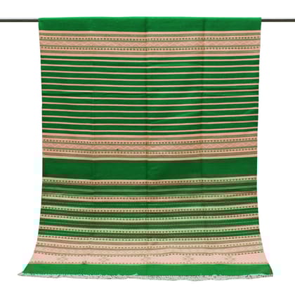 Garvi Gurjari (A Gujarat Govt Enterprise Handmade Traditional Kutchi Cotton Carpet/ Rugs - Green and Peach