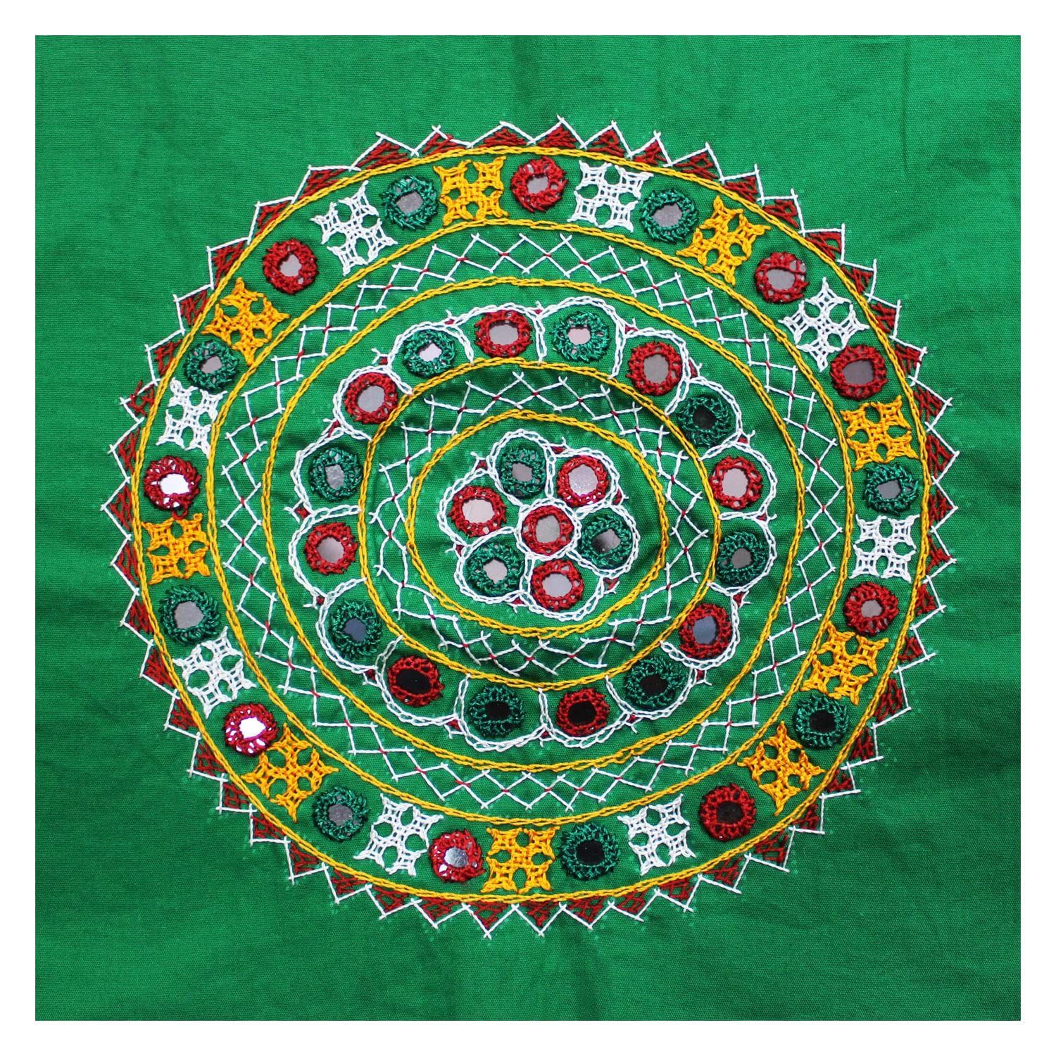 Garvi Gurjari (A Gujarat Govt Enterprise) Cotton Multicolor Hand Embroidered Patch with Mirror Work(GGCMEP67)