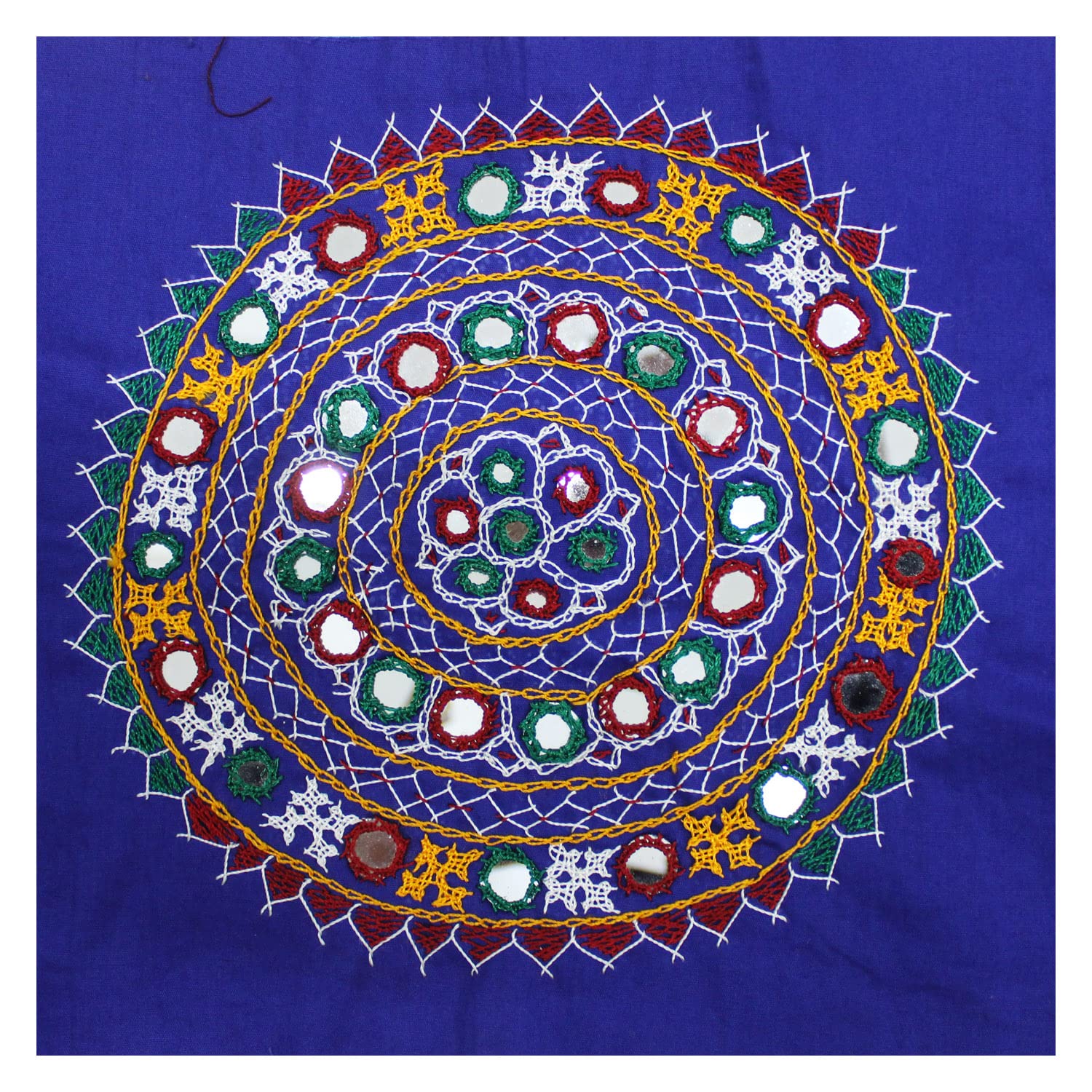 Garvi Gurjari (A Gujarat Govt Enterprise) Cotton Multicolor Hand Embroidered Patch with Mirror Work(GGCMEP65)