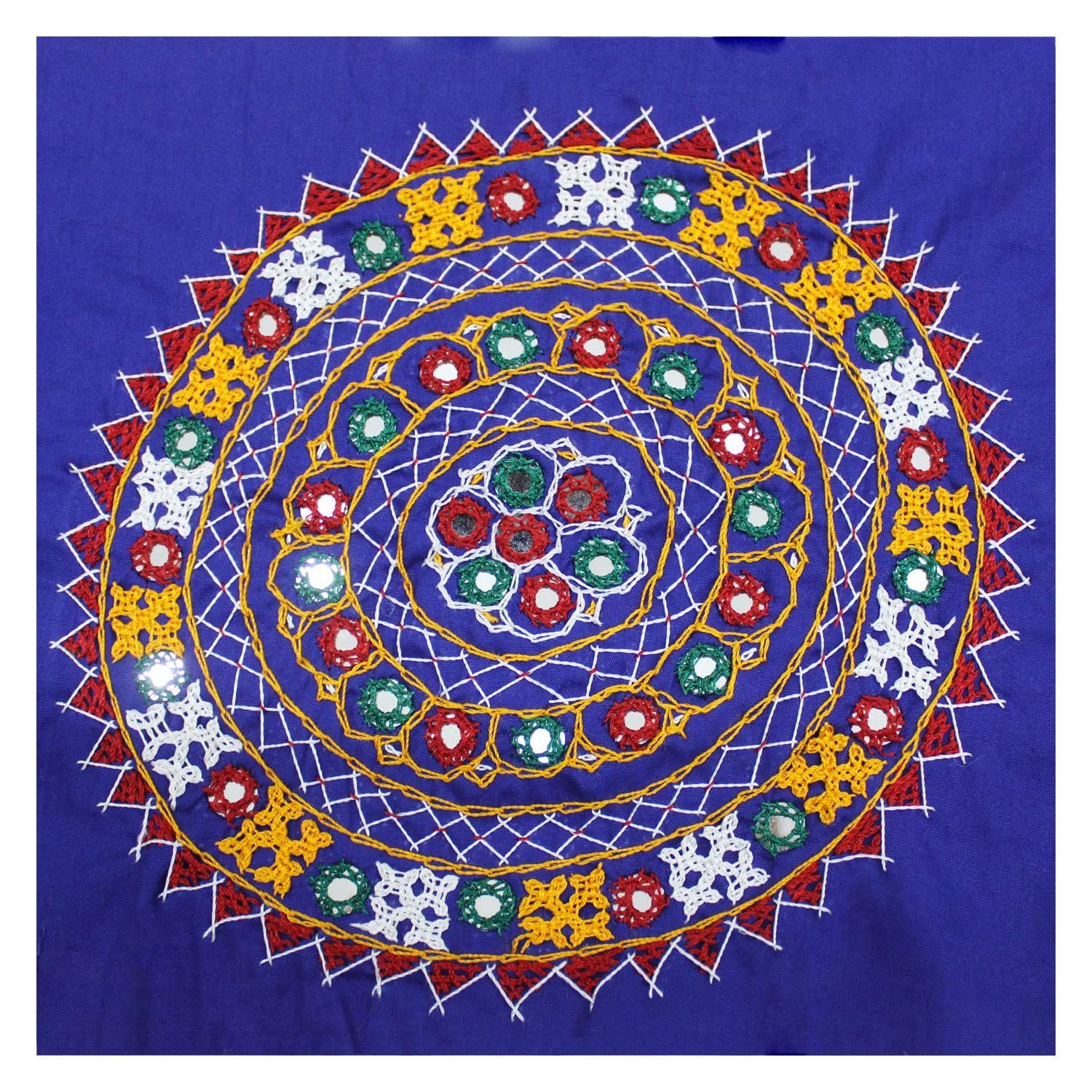 Garvi Gurjari (A Gujarat Govt Enterprise) Cotton Multicolor Hand Embroidered Patch with Mirror Work(GGCMEP63)