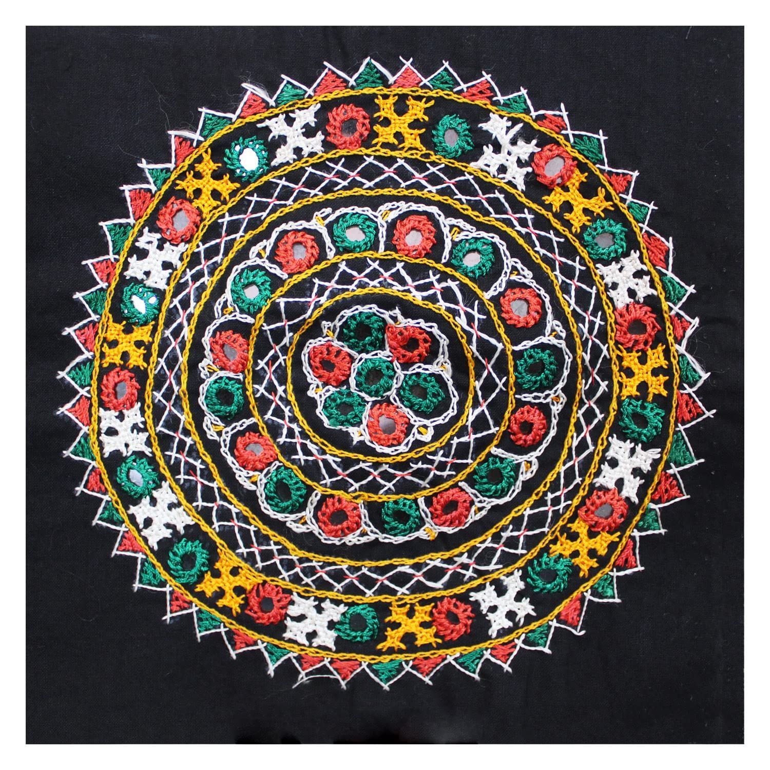 Garvi Gurjari (A Gujarat Govt Enterprise) Cotton Multicolor Hand Embroidered Patch with Mirror Work(GGCMEP62)