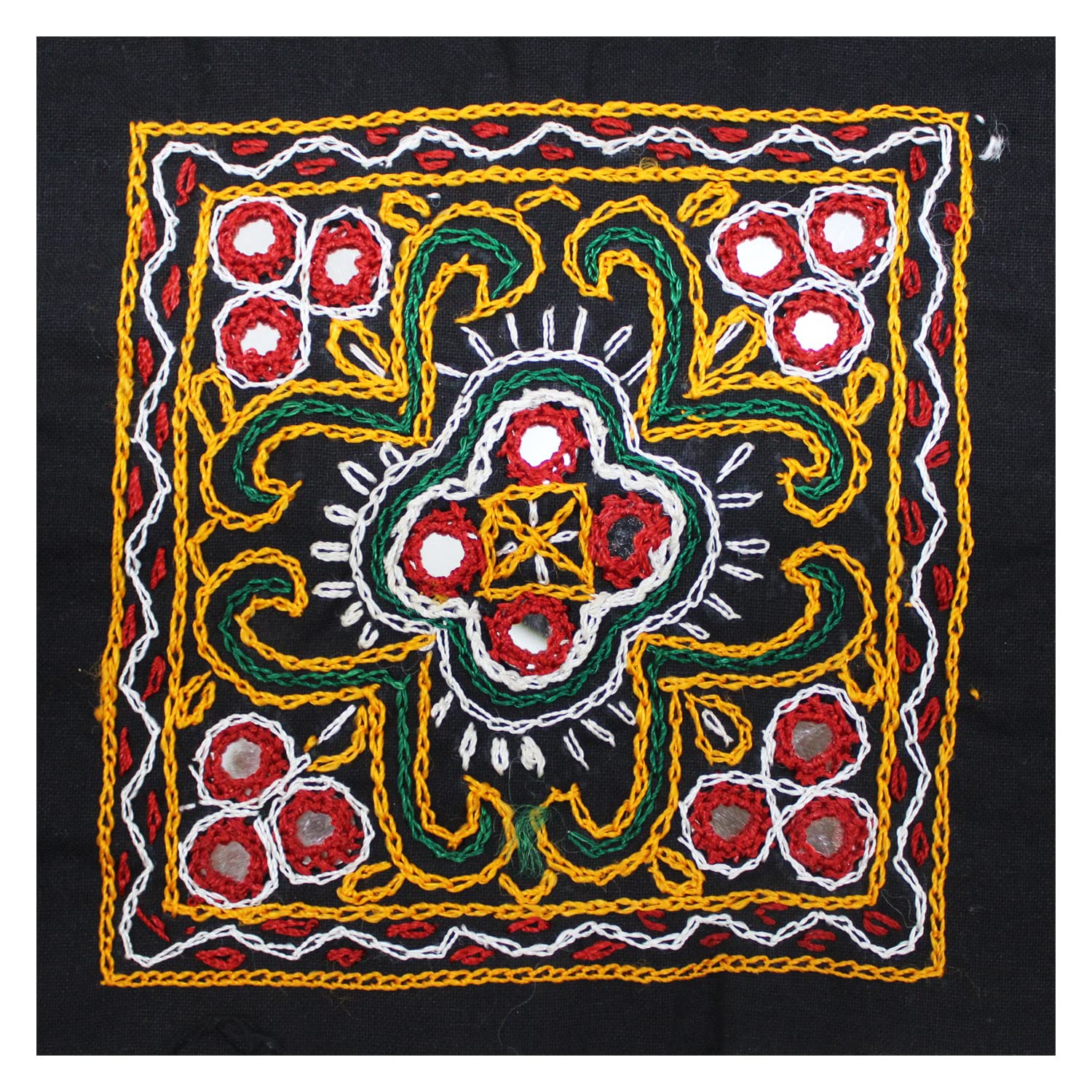 Garvi Gurjari (A Gujarat Govt Enterprise) Cotton Multicolor Hand Embroidered Patch with Mirror Work(GGCMEP50)