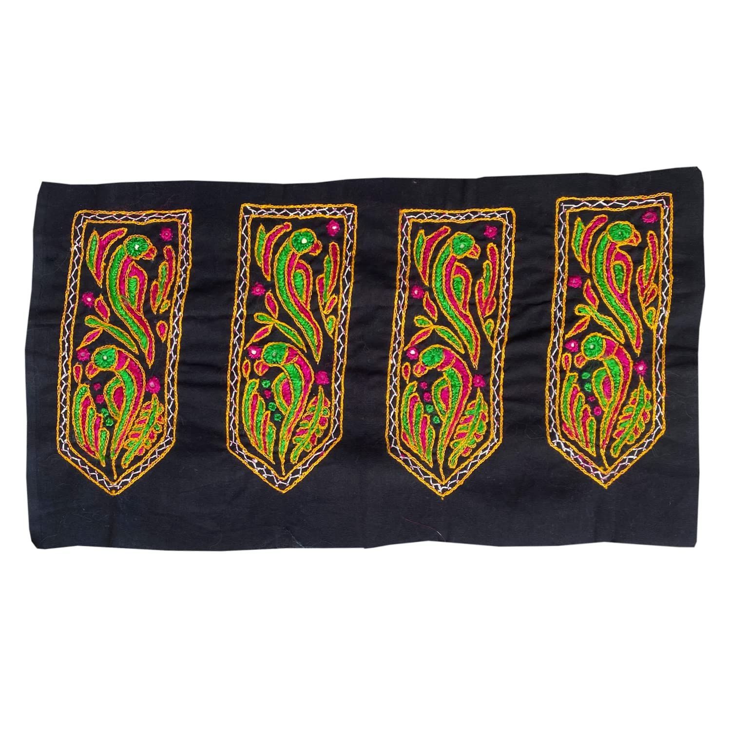 Garvi Gurjari (A Gujarat Govt Enterprise) Cotton Multicolor Hand Embroidered Patch with Mirror Work (Per Piece )- GGCMEP33