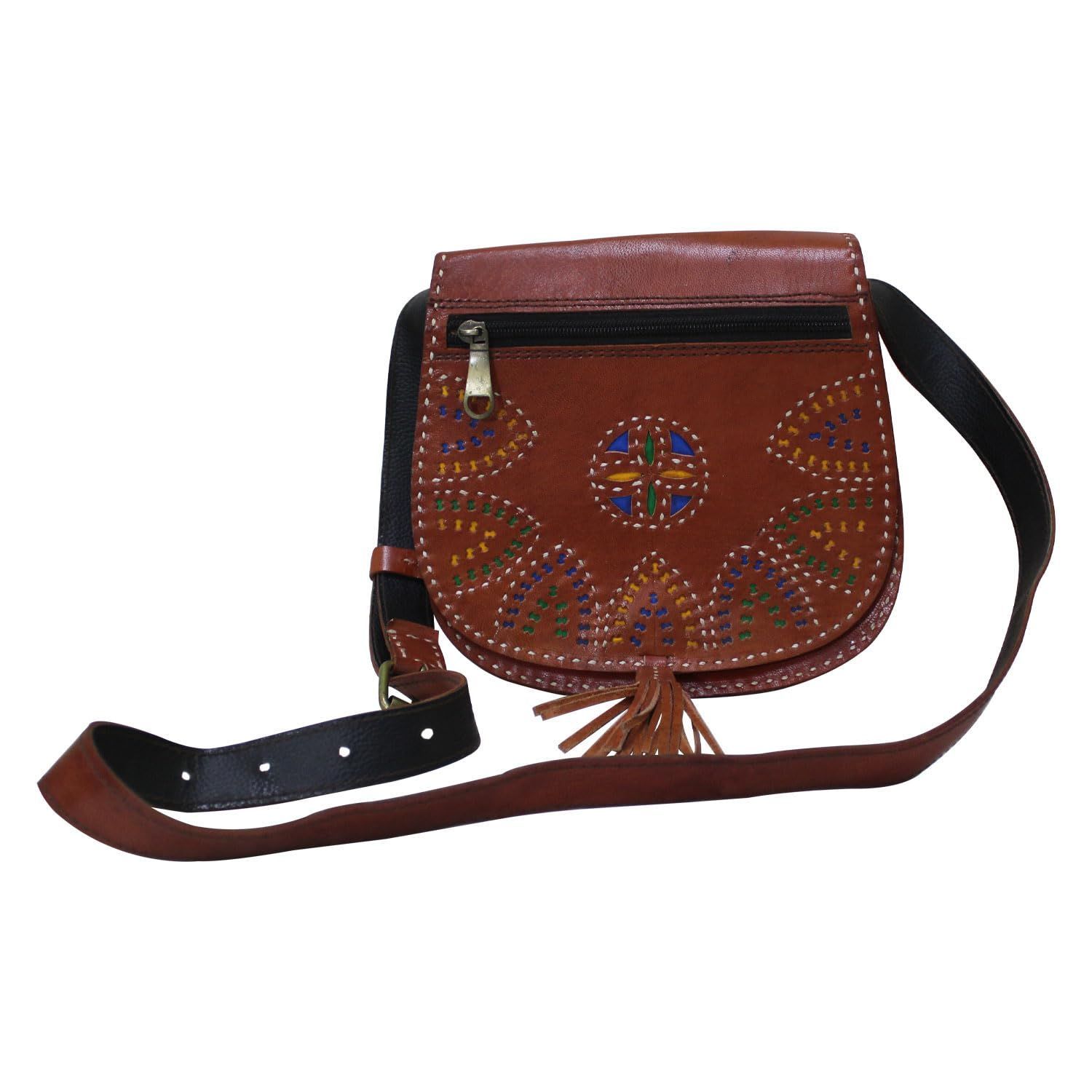 Garvi Gurjari (A Gujarat Govt Enterprise Handcrafted Kutchi Leather Balti Sling Bag (GGCMLBB25)