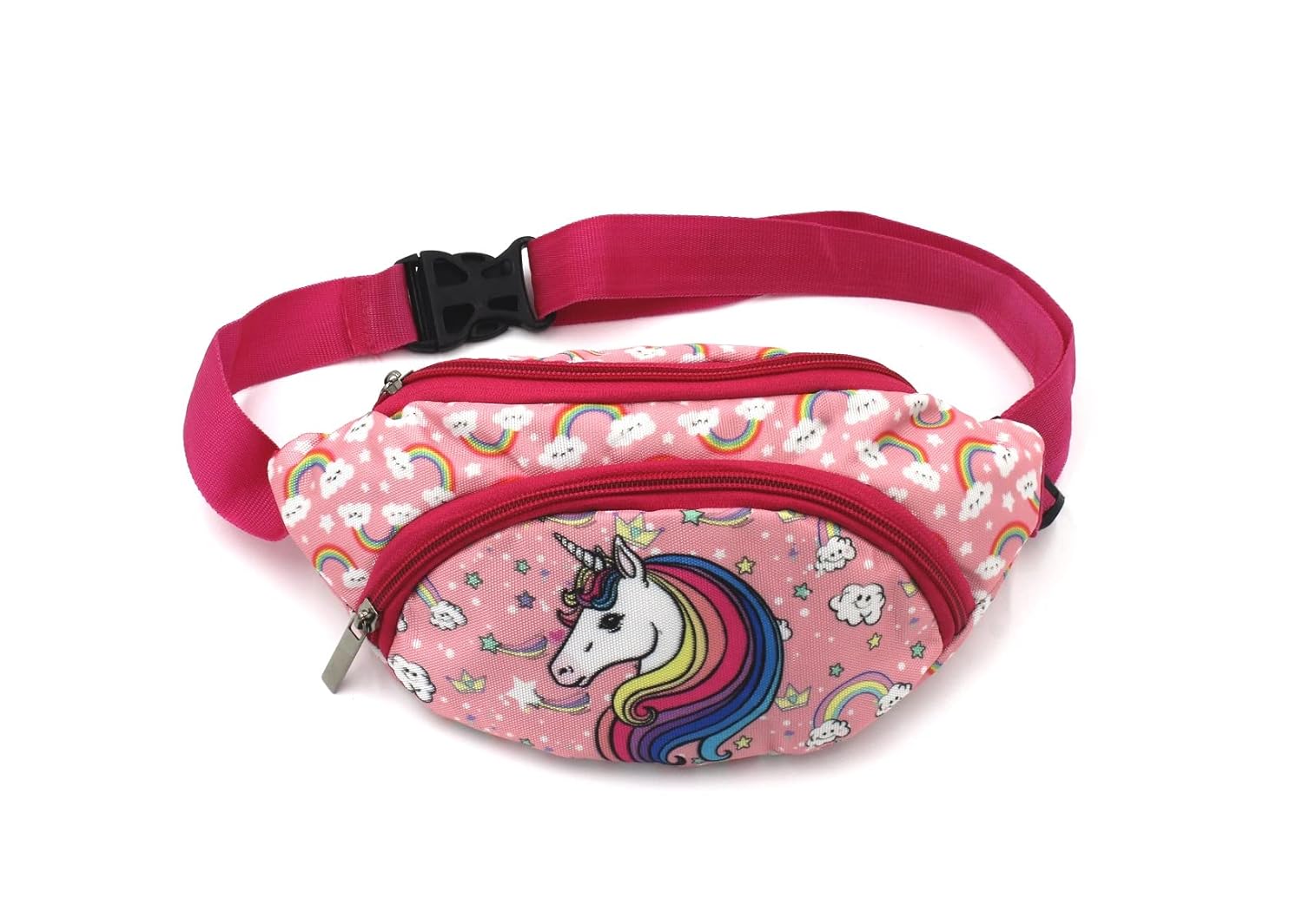 Weshopaholic Toddler Baby Girls Kids Waist Bag Pack Outdoor Sports Pouch Belt Hip Chest Crossbody Travel Purse (Rainbow Unicorn)