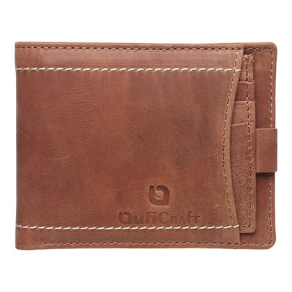 QufiCraft Genuine Leather Two Fold Wallet | Credit/Debit Card/Slim Minimalist | Office ID for Mens and Boys (13 Card Slots) (Tan Brown)