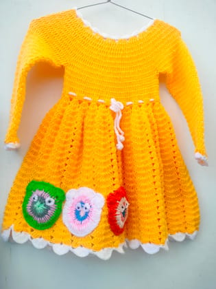 Yellow Color Woolen Baby Frock