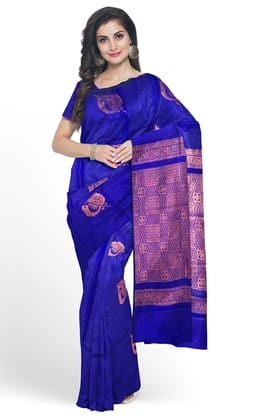 Blue Kanchee Soft Silk Saree With Zari Weave Blue Kanchee Soft Silk Saree With Zari Weave