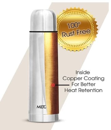 Milton Thermosteel Flip Lid Flask, 24 Hour Hot and Cold Bottle, Silver