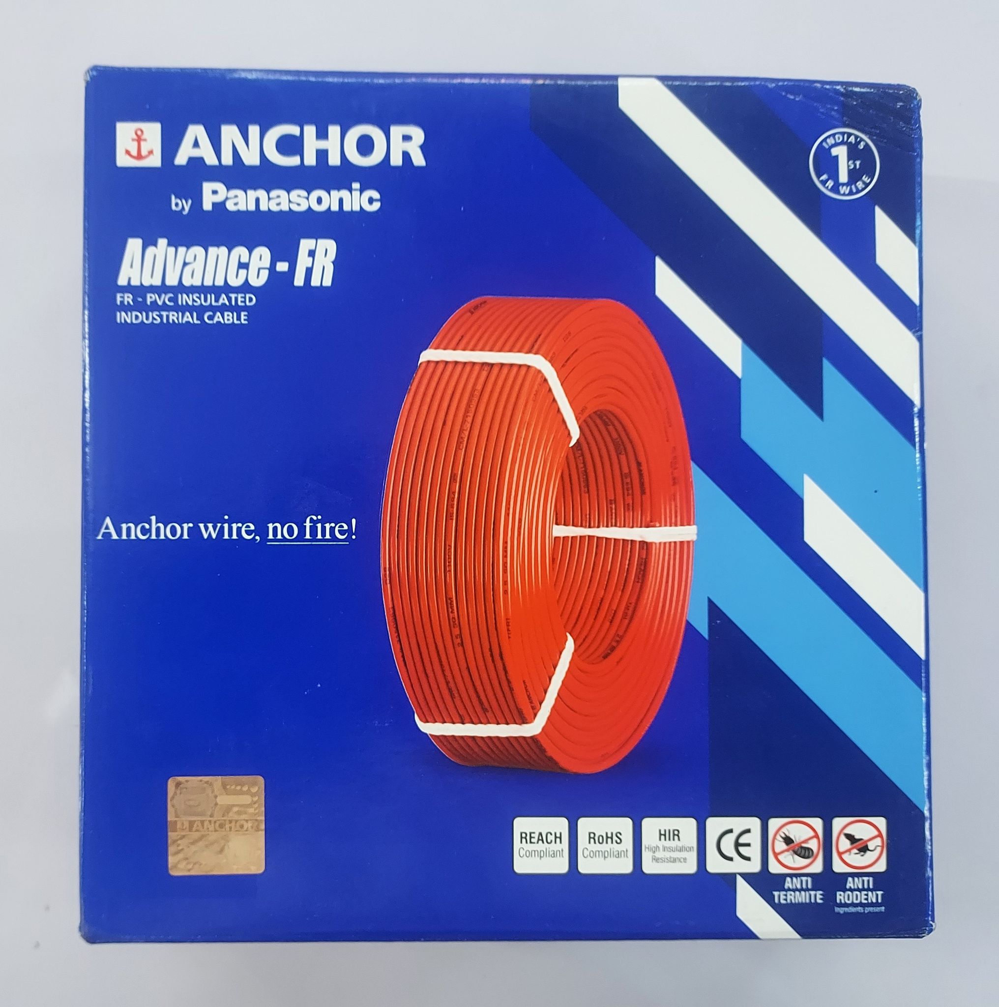 ANCHOR by PANASONIC 1.0 Sq mm Advance Fire Retardent PVC Insulated Industrial Cable 90mtr 1100V. (100% ORIGINAL)