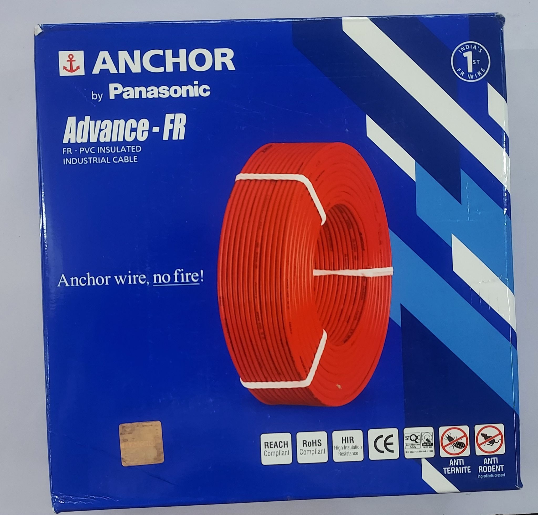 ANCHOR by PANASONIC 4.0 Sq mm Advance Fire Retardent PVC Insulated Industrial Cable 90mtr 1100V. (100% ORIGINAL)