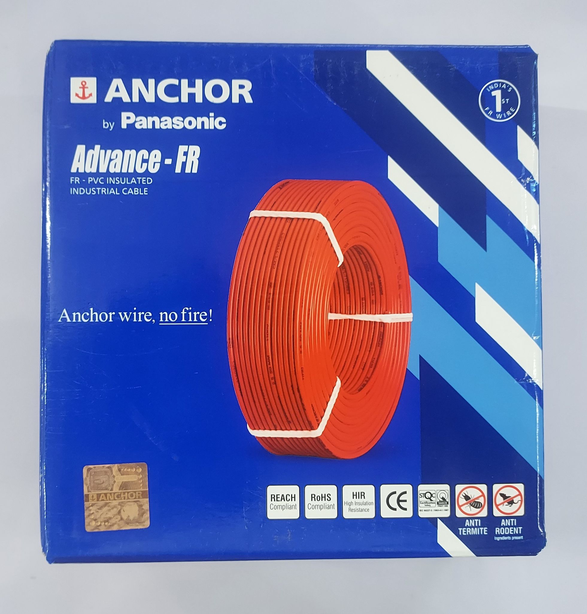 ANCHOR by PANASONIC .75 Sq mm Advance Fire Retardent PVC Insulated Industrial Cable 90mtr 1100V. (100% ORIGINAL)