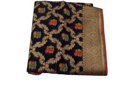Black Printed Banarasi Khaddi Georgette Silk Saree