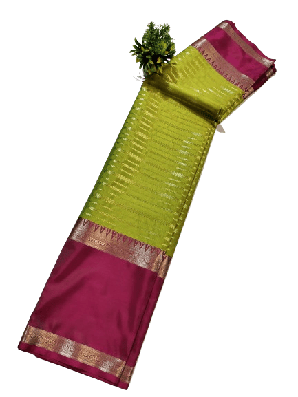 Pink And Green  Kanchipuram Silk Saree